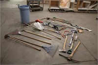 Barrel of Assorted Yard Tools