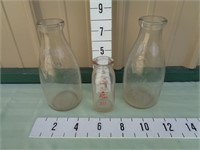 3-Vintage Milk Bottles