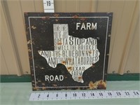 Texas Farm Road Metal Sign