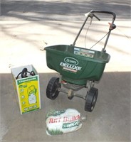 SCOTTS SPREADER, SPRAYER, AND LAWN FOOD