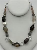 Sterling Silver Quartz, Topaz & Pearl Necklace