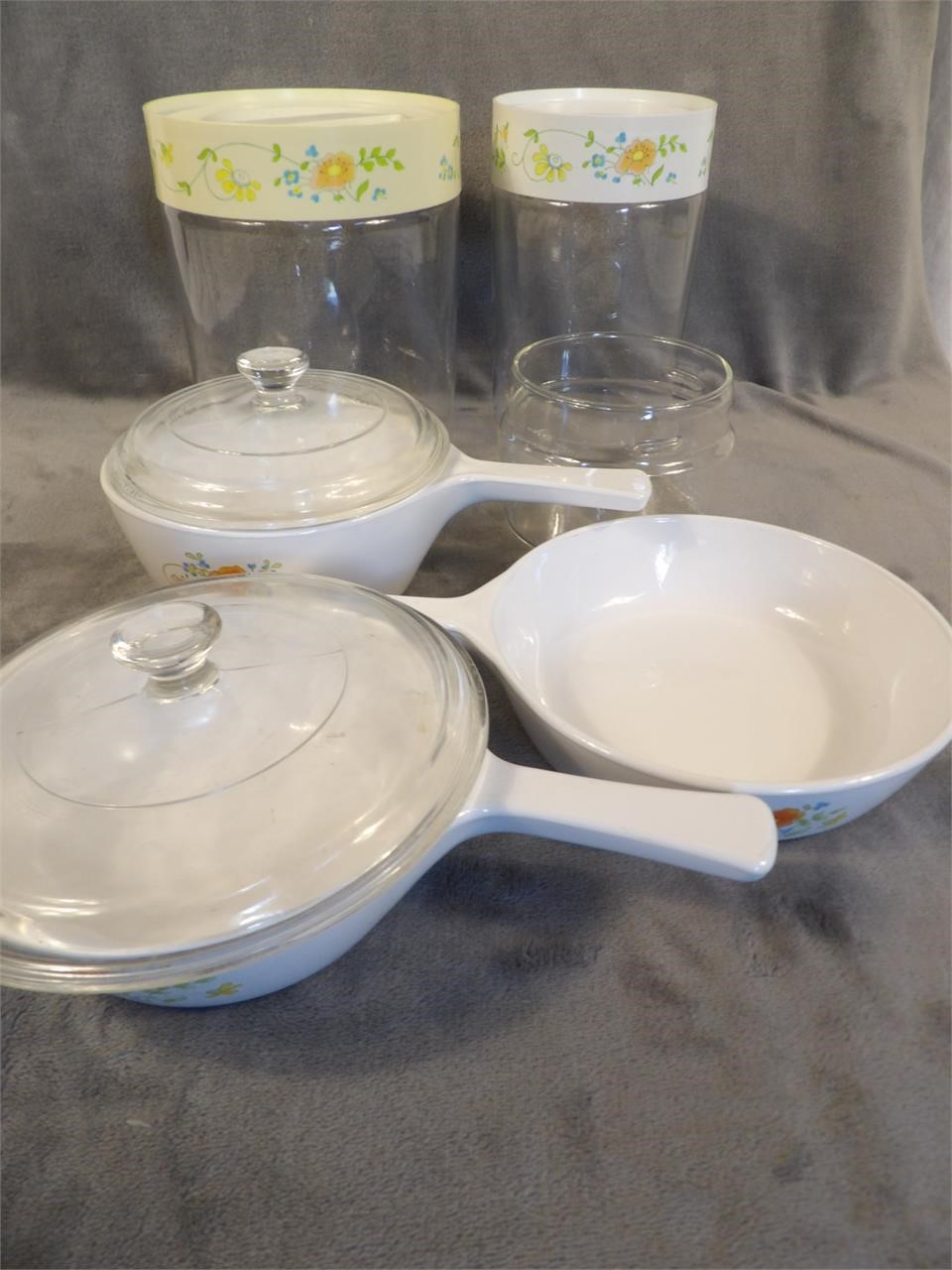 Pyrex Canisters and Corning Ware Handled dishes