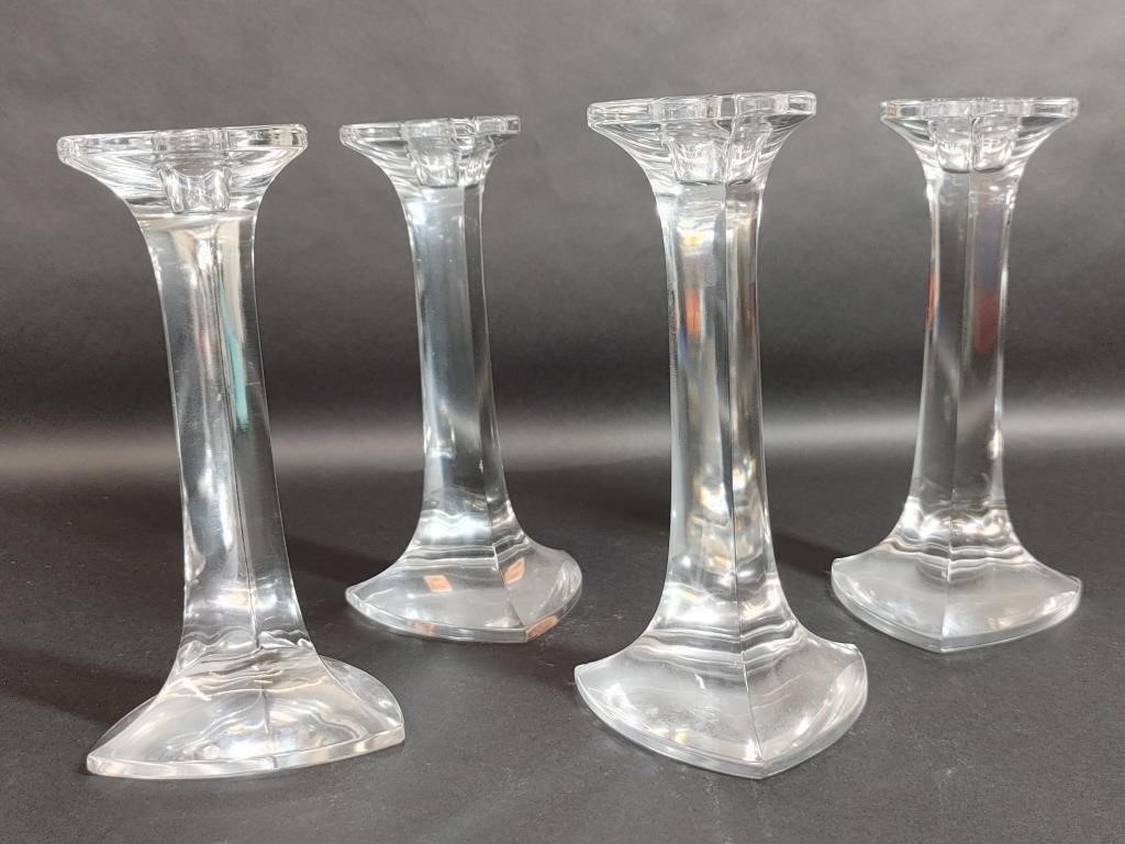 Set of 4 Crystal Candle Stick Holders Hadeland