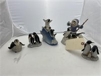 5 Polar Playmates Penguin Statues