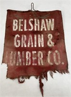 Vintage Belshaw Grain & Lumber Cloth Flag