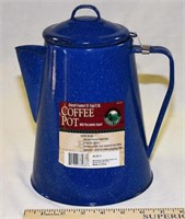 BLUE ENAMELWARE COFFEE POT