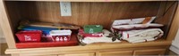 Shelf lot of misc. Christmas decor and more