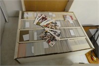 Box of football trading cards
