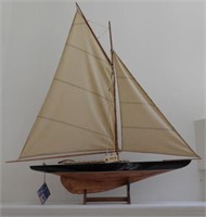 Beautiful hand crafted sailboat model on stand