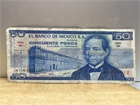 1973 Mexican 50 Pesos Circulated Banknote July