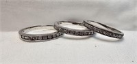 3 LADIES S/S BANDS SW CLEAR STONES SIZES 10