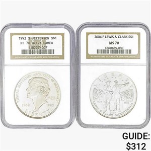 [2] US Silver Commem Dollars NGC MS/PF70 [1993-S,