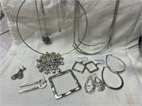 assorted silvertone jewelry