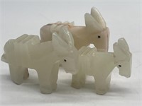 (3) Onyx Carved Donkey Family