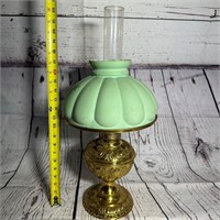 B & H Brass Lamp with Green Shade