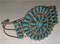 Zuni Sterling Silver & Turquoise Cuff Bracelet