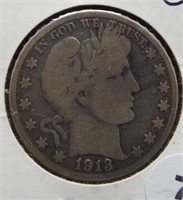 1913-S Barber Silver Half Dollar.