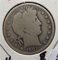 1902 Barber Silver Half Dollar.