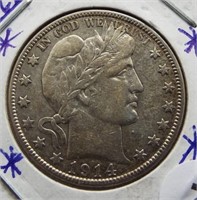 1914 Barber Silver Half Dollar.