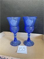 Fostoria blue goblets Martha George Washington