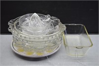 Clear Glassware and a Ceramic Egg Dish