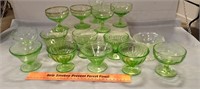 Assorted Green Depression Glassware.