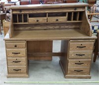 Solid Oak Rolltop Desk 60 x 24 x 50"t