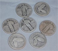(7) Standing Liberty Silver Quarters. No Dates.