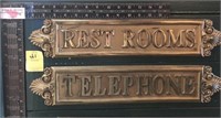 BRASS RESTROOM AND TELEPHONE SIGNS