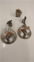 Vintage sterling earrings and hidden box pendant