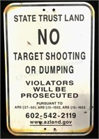 Az State Trust Land “no Shooting” Sign