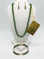 Genuine Green Jade Jewelry Set