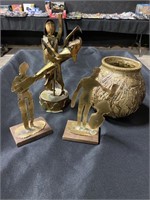 Metal Art Figurines & Vase.