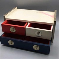 Vintage MCM Red/White/Blue Jewelry/Tinket Box