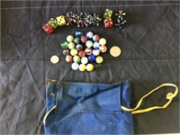 Vintage marble assortment with jacks and dice a