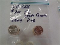 FL 2004 State Quarters P & D 2 $10 Rolls