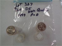 DE 1999 State Quarters P & D 2 $10 Rolls