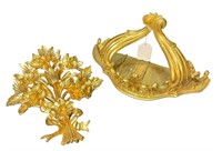 2-Italian Gold Wall Shelf & Ornate Hanger