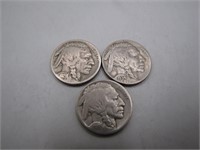 Lot of 3 Buffalo Nickels- 1918, 1926, 1934