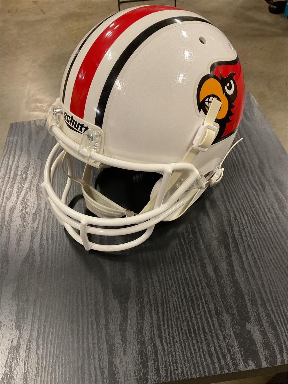 Schutt UofL replica helmet/ wood  tray