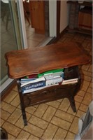 Wooden Magazine Side Table & Contents