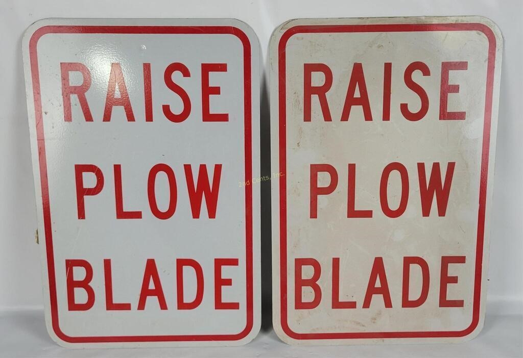 (2) Raise Plow Blade Metal Signs