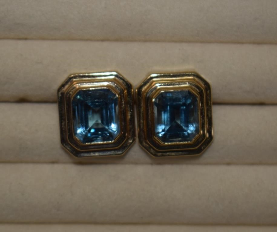 14K & Topaz Pierced Earrings