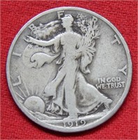 1919 D Walking Liberty Silver Half Dollar