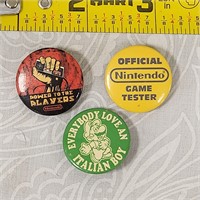 3 Very Rare Original Nintendo NES Promo Button Pin