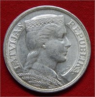 1931 Latvia Silver 5 Lati