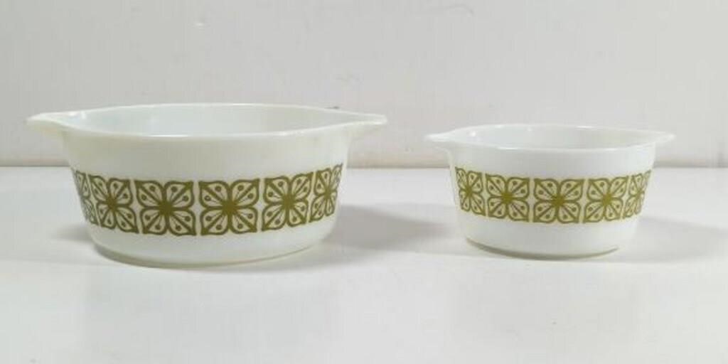 Vintage Pyrex Verde Green Flower Butterfly