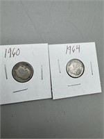 (2) Silver Roosevelt Dimes