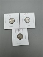 (3) Silver Mercury Dimes