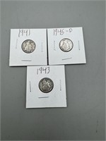 (3) Silver Mercury Dimes